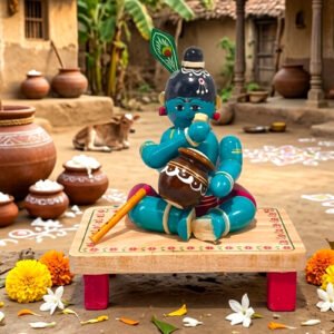 butter eating lord krishna etikoppaka wooden toy