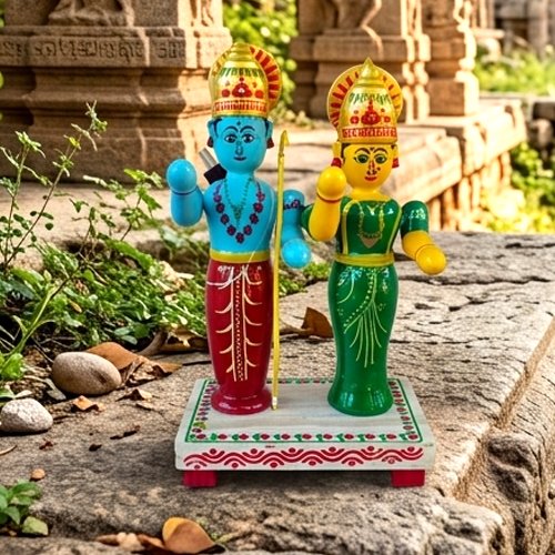 lord rama and sitha indian gods wooden toy